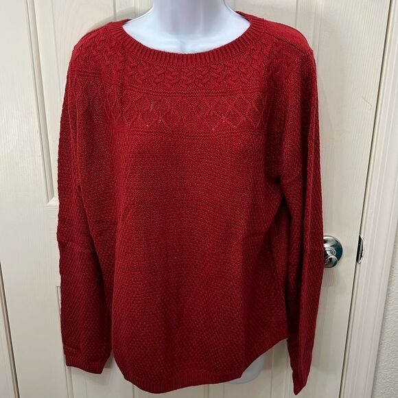 Croft & Barrow Women XL Cable Yolk Pullover Sweater  Holiday Delicious Apple Red - Picture 1 of 13